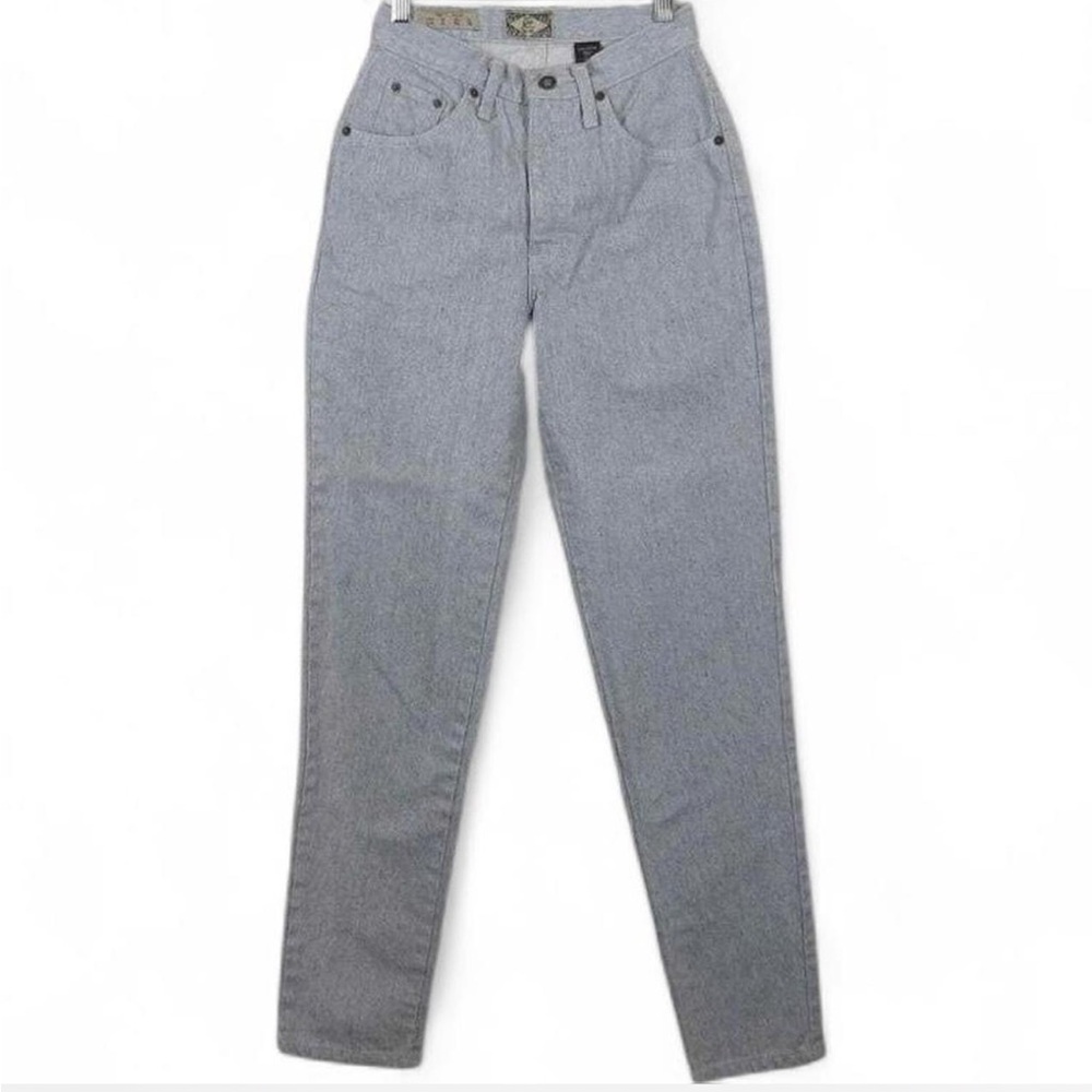 Vintage USA Express Speckled Light Gray 100% Cotton Denim Tapered High Rise Jean